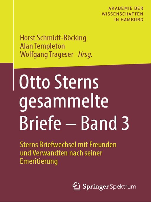 Title details for Otto Sterns gesammelte Briefe – Band 3 by Horst Schmidt-Böcking - Available